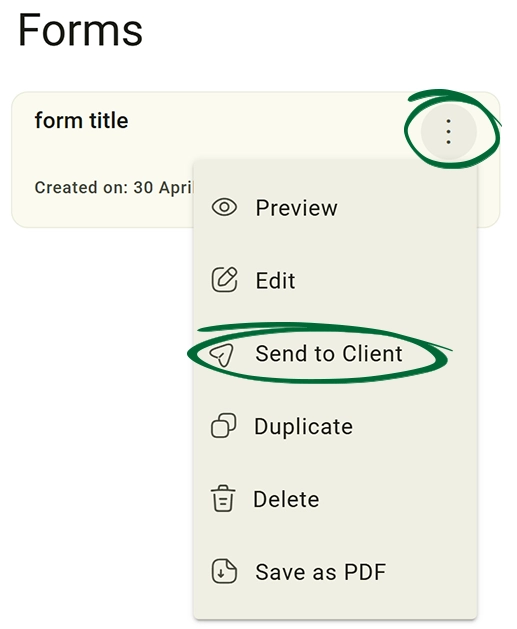 Send to Client screenshot